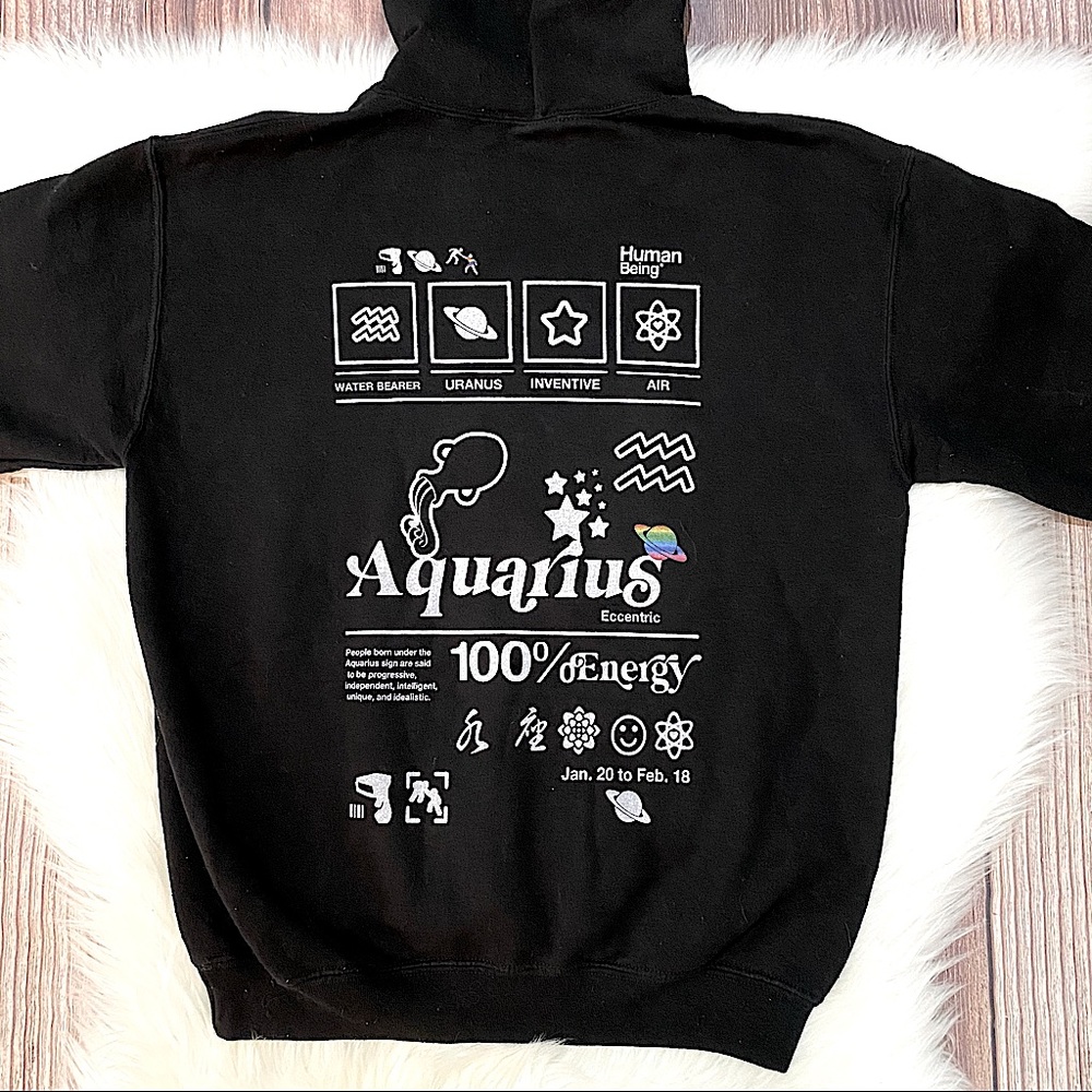 Aquarius Zodiac Sign Hooded Astrology Sweatshirt